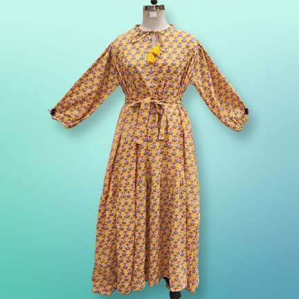 Free Size Lana Printed Cotton Dress 57&quot; Long Jalabiya