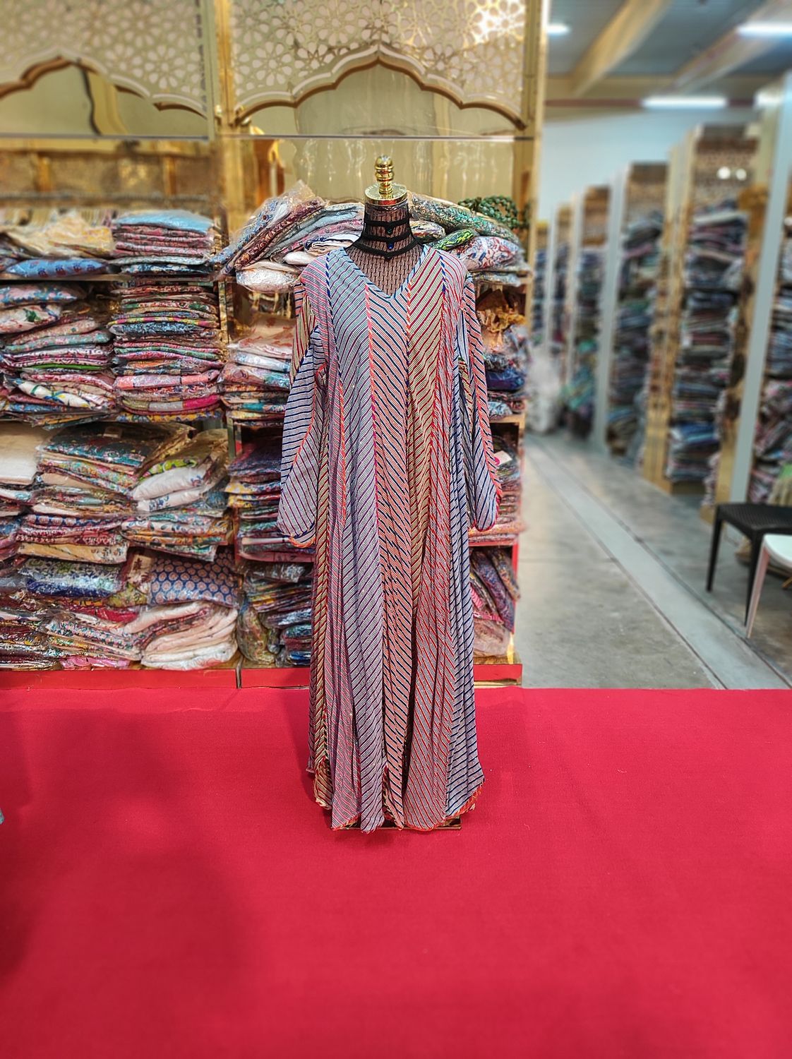 L/XL Meher Crystal Multi Printed Cotton Dress 56&quot; Long Jalabiya