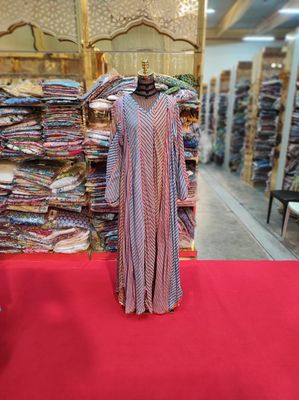 L/XL Meher Crystal Multi Printed Cotton Dress 56&quot; Long Jalabiya