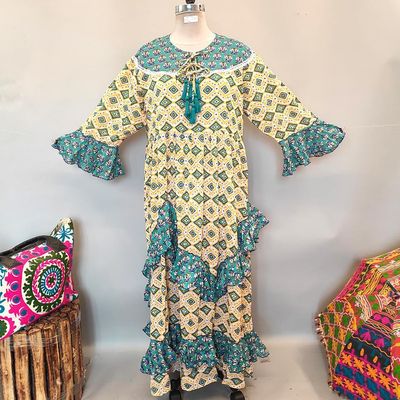 2XL/3XL Mirha Printed Cotton Dress 57&quot; Long Jalabiya