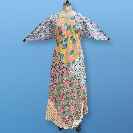 S/M Sakina Multi Printed Cotton Dress 57&quot; Long Jalabiya