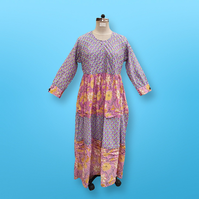 2XL/3XL Dana Printed Cotton Dress 57&quot; Long Jalabiya