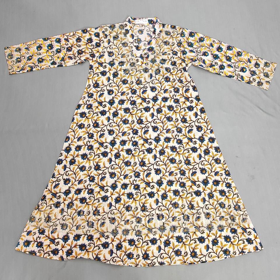 6-7 Year Teena Printed Cotton Girls Dress 34&quot; Long Jalabiya