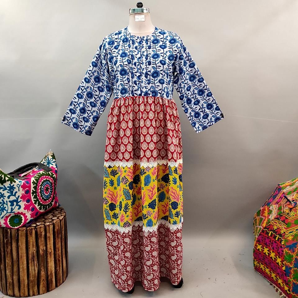 L/XL Special Printed Cotton Dress 58&quot; Long Jalabiya