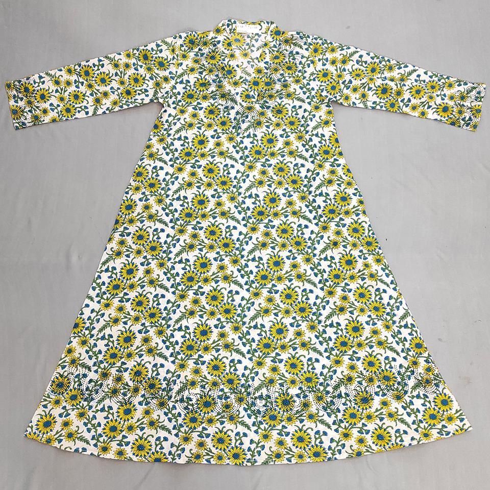 6-7 Year Teena Printed Cotton Girls Dress 38&#39;&#39; Long Jalabiya
