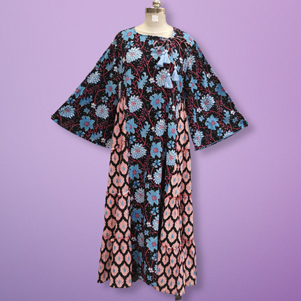 2XL/3XL Cindrella Printed Cotton Dress 57&quot; Long Jalabiya