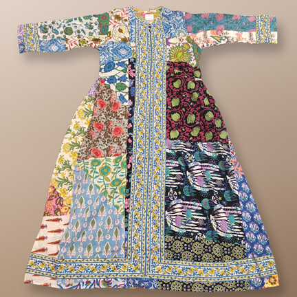 10-11 Year Bhopali Patch Multi Printed Cotton Girls Dress 46&quot; Long Jalabiya