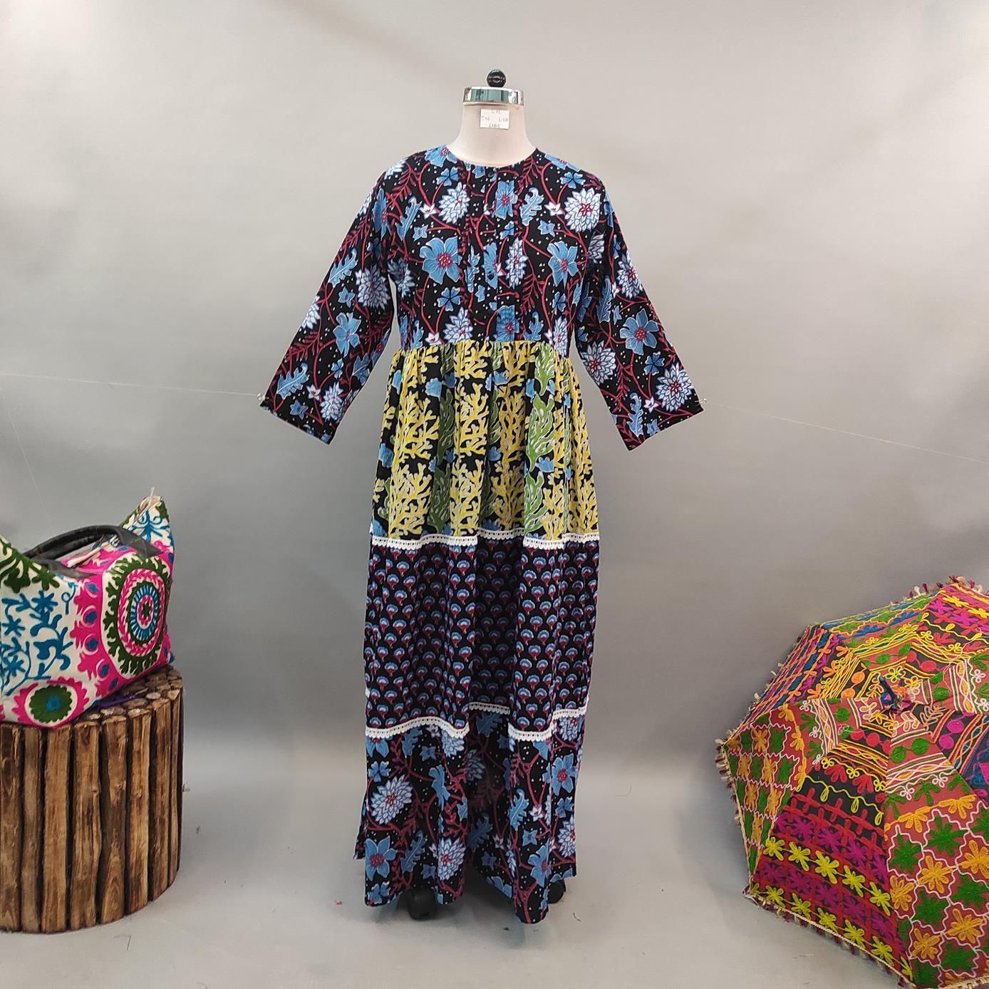 L/XL Special Printed Cotton Dress 58&quot; Long Jalabiya