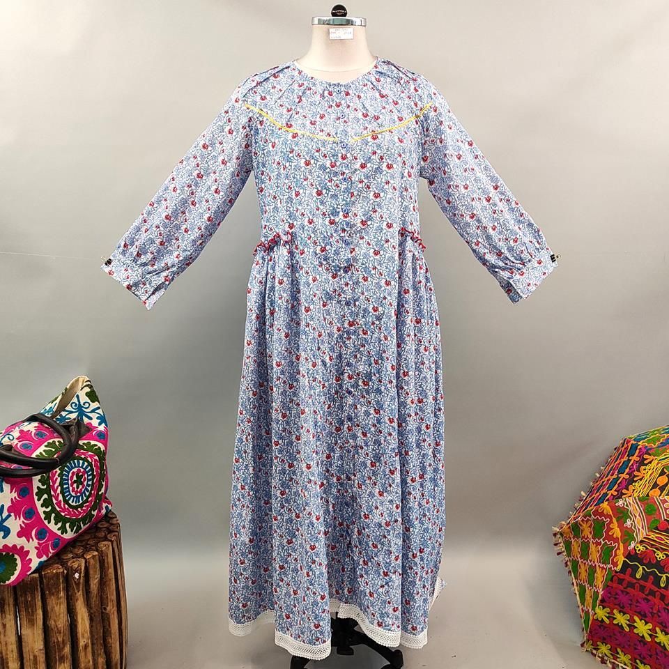 2XL/3XL Umama Printed Cotton Dress 57&quot; Long Jalabiya