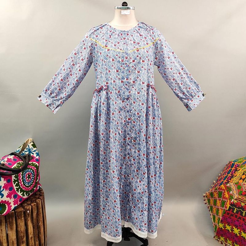 2XL/3XL Umama Printed Cotton Dress 57&quot; Long Jalabiya