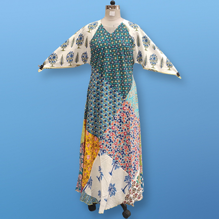 S/M Sakina Multi Printed Cotton Dress 57&quot; Long Jalabiya