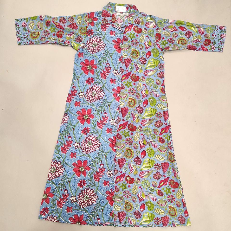 8-9 Year Singapore Printed Cotton Girls Dress 42&quot; Long Jalabiya