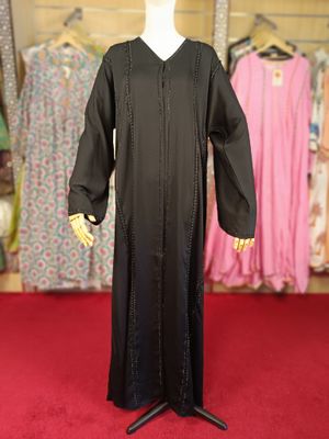 Black Abaya Crystal Embroidery length 60&quot;inch