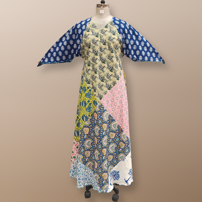 S/M Sakina Multi Printed Cotton Dress 57&quot; Long Jalabiya