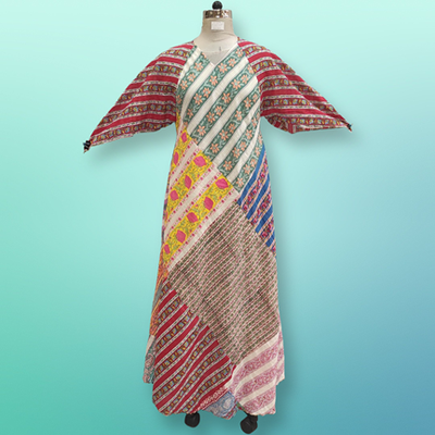 S/M Sakina Multi Printed Cotton Dress 56&quot; Long Jalabiya