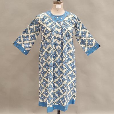 8-9 Year Lara Printed Cotton Girls Dress 42&quot; Long Jalabiya