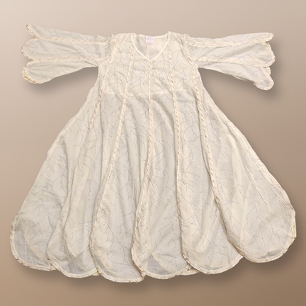 8-9 Year Meher Crystal White Cotton Girls Dress 42&quot; Long Jalabiya