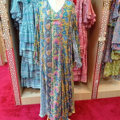 2XL/3XL Meher Multi Printed Cotton Dress 56&quot; Long Jalabiya