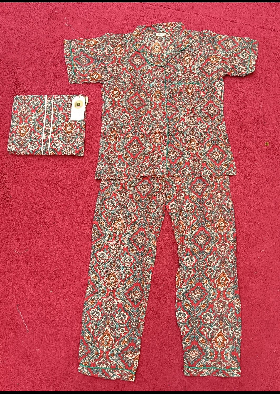 2XL/3XL Cotton Pajamas Set short sleeves