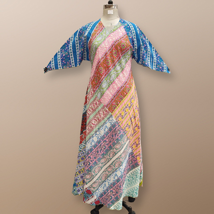 S/M Sakina Multi Printed Cotton Dress 57&quot; Long Jalabiya