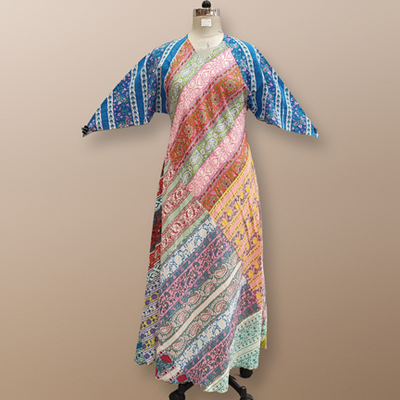S/M Sakina Multi Printed Cotton Dress 57&quot; Long Jalabiya