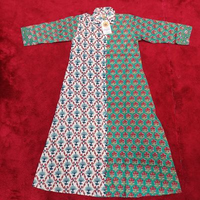 10-11 Year Singapore Printed Cotton Girls Dress 46&quot; Long Jalabiya