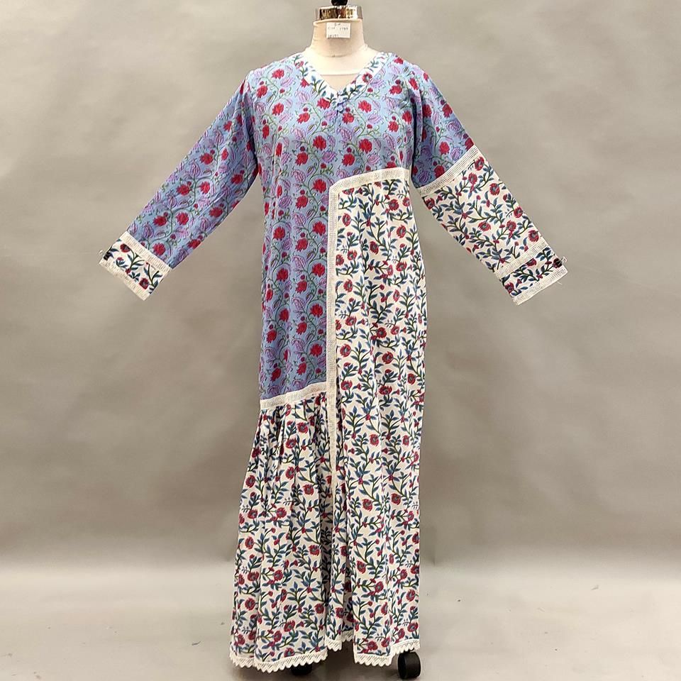 S/M Yuna Printed Cotton Dress 57&quot; Long Jalabiya