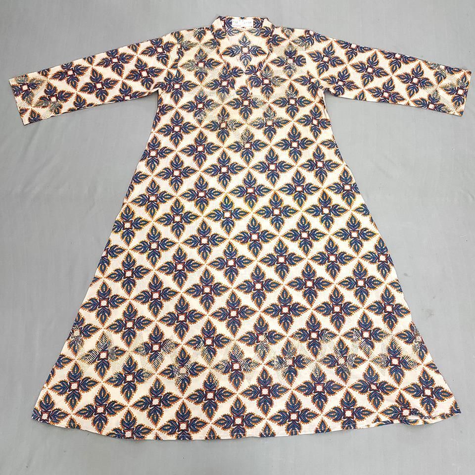 6-7 Year Teena Printed Cotton Girls Dress 34&quot; Long Jalabiya