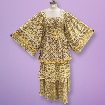 2XL/3XL Rahima Printed Cotton Dress 57&quot; Long Jalabiya