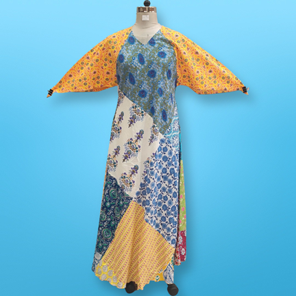 S/M Sakina Multi Printed Cotton Dress 57&quot; Long Jalabiya