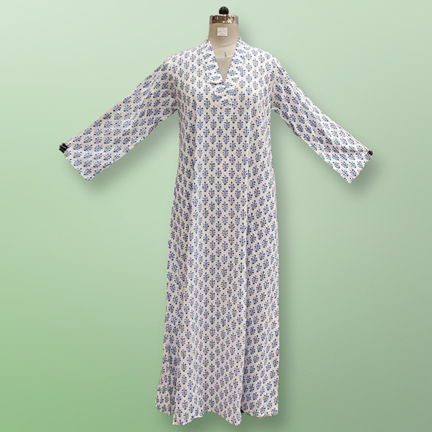 L/XL Teena Crystal Printed Cotton Dress 57&quot; Long Jalabiya