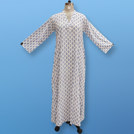 L/XL Teena Crystal Printed Cotton Dress 57&quot; Long Jalabiya