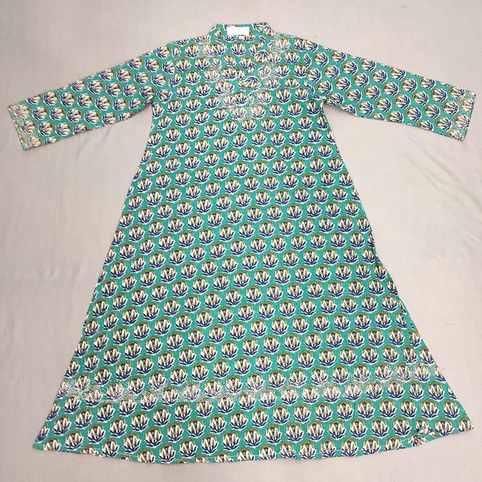6-7 Year Teena Printed Cotton Girls Dress 38&#39;&#39; Long Jalabiya