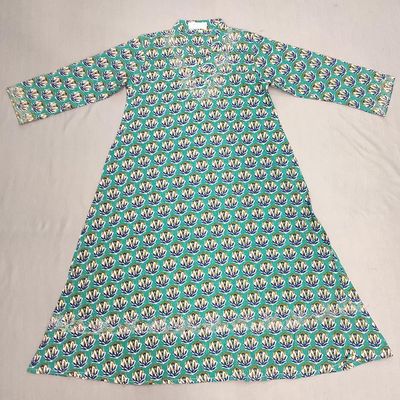 6-7 Year Teena Printed Cotton Girls Dress 38&#39;&#39; Long Jalabiya
