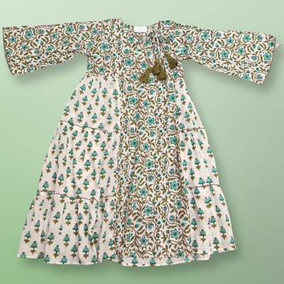 6-7 Year Cindrella Printed Cotton Girls Dress 37&quot; Long Jalabiya