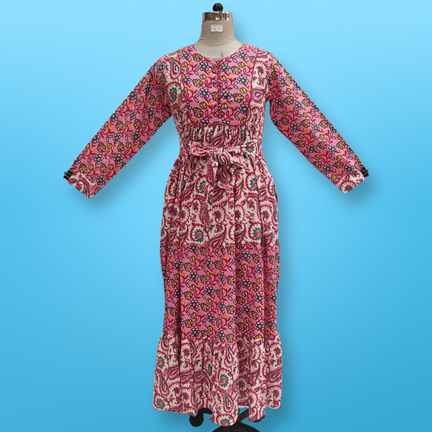 2XL-3XL Yumna Printed Cotton Dress 57&quot; Long Jalabiya
