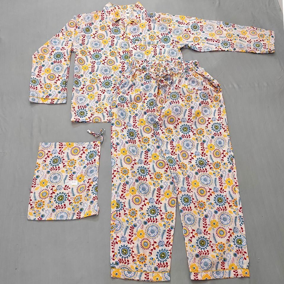 XL Cotton Full Sleeves Pajamas Set