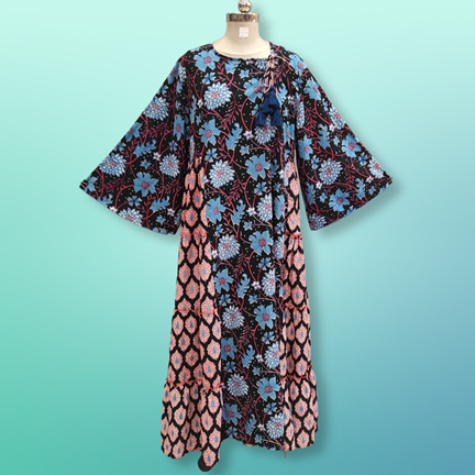 2XL/3XL Cindrella Printed Cotton Dress 57&quot; Long Jalabiya