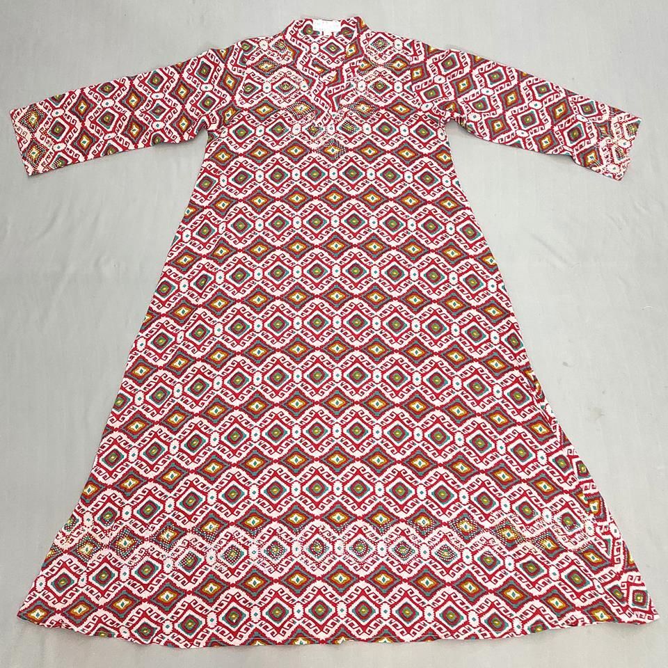 8-9 Year Teena Printed Cotton Girls Dress 34&quot; Long Jalabiya