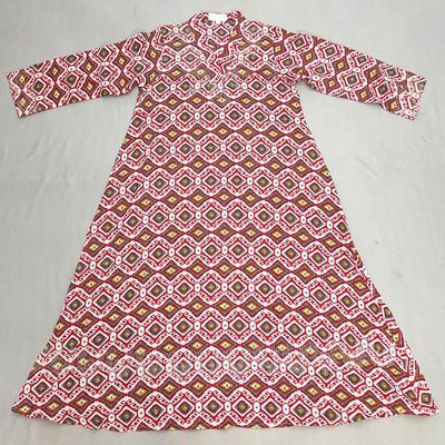8-9 Year Teena Printed Cotton Girls Dress 34&quot; Long Jalabiya