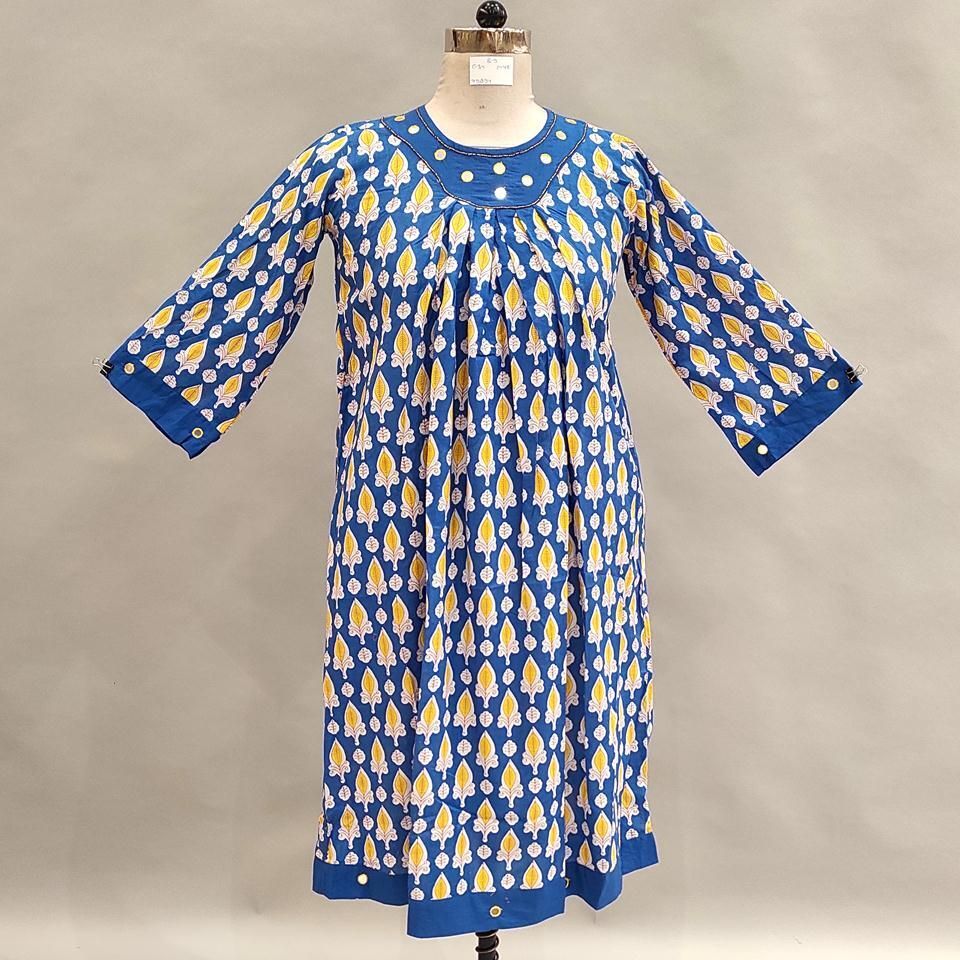 8-9 Year Lara Printed Cotton Girls Dress 42&quot; Long Jalabiya
