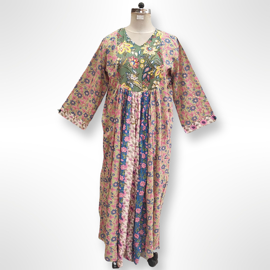 2XL/3XL Kausar Printed Cotton Dress 57&quot; Long Jalabiya