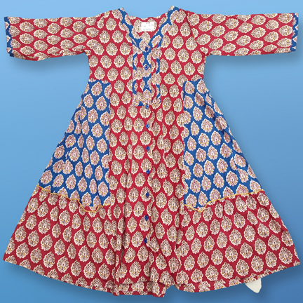 4-5 Year Tulip Printed Cotton Girls Dress 33&quot; Long Jalabiya