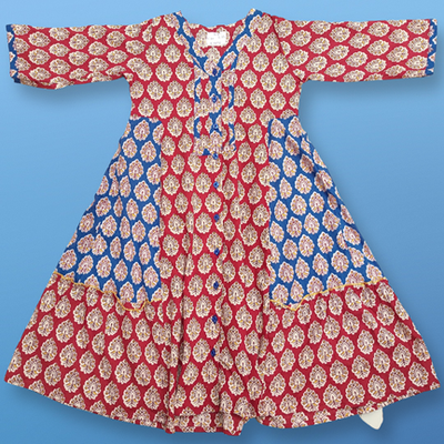 4-5 Year Tulip Printed Cotton Girls Dress 33&quot; Long Jalabiya