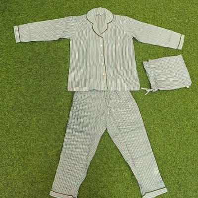 4-5 Year Cotton Full Sleeves Shirt Collar Neck Pajamas Set