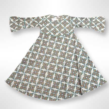 6-7 Year Zaina Printed Cotton Girls Dress 38&quot; Long Jalabiya