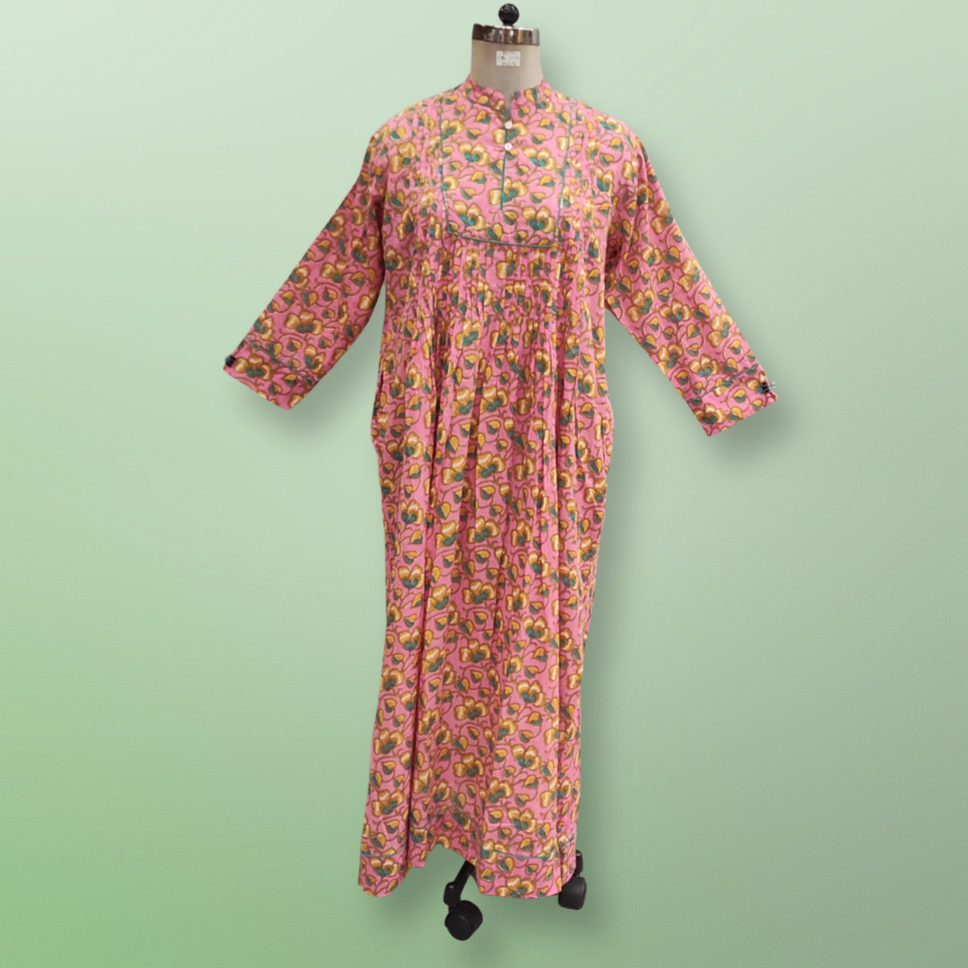 2XL/3XL Narmin Printed Cotton Dress 57&quot; Long Jalabiya