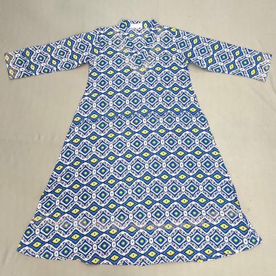 6-7 Year Teena Printed Cotton Girls Dress 38&#39;&#39; Long Jalabiya