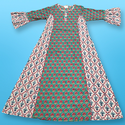 8-9 Year Marry Printed Cotton Girls Dress 41&quot; Long Jalabiya