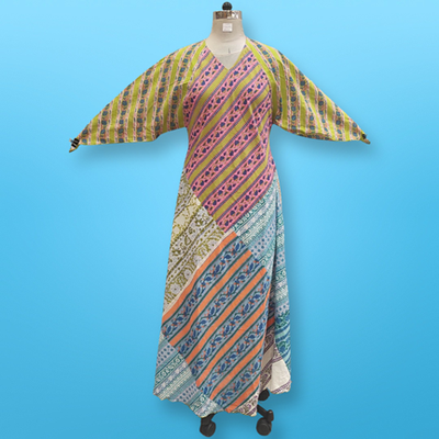 S/M Sakina Multi Printed Cotton Dress 57&quot; Long Jalabiya